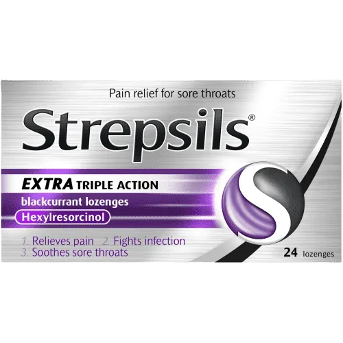 Strepsil Extra Triple Action Blackcurrent 24's