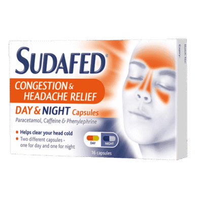 Sudafed Congestion & Headache D & N Caps 16's