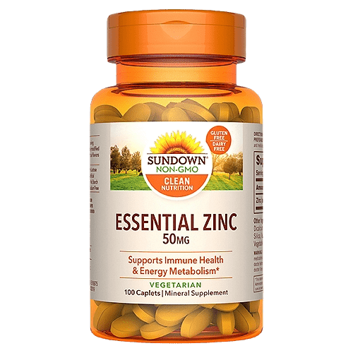 Sundown Essentials Zinc Gluconate 5omg caplets 100's