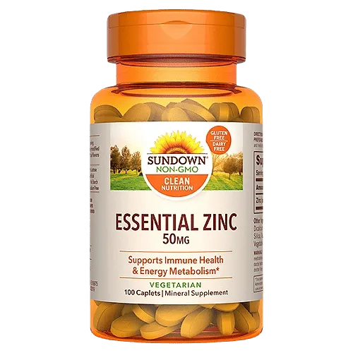 Sundown Essentials Zinc Gluconate 5omg caplets 100's