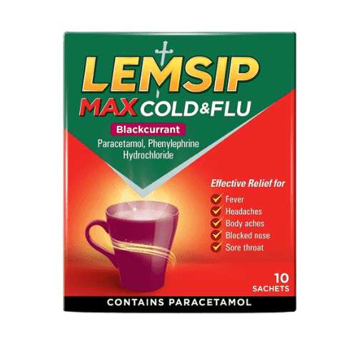 Lemsip Max Cold and Flu Blackcurrant Satchet 10's