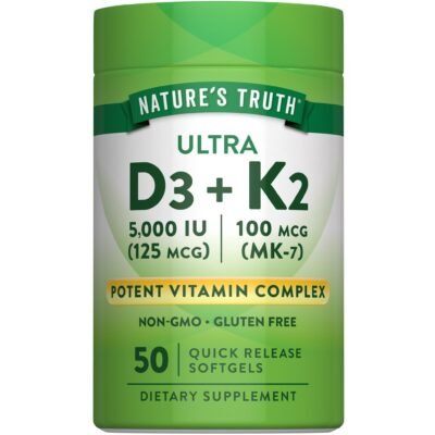 Nature's Truth K2 100mcg[MK-7] + D3 5000iu 125mcg