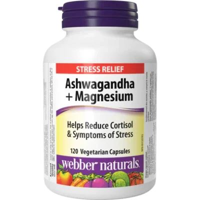 Webber Naturals Ashwagandha + Magnesium (120 capsules) is an advanced stress-support supplement formulated to help you manage daily pressure and improve overall well-being. This unique blend combines Sensoril® Ashwagandha, a clinically researched and standardized extract, with magnesium bisglycinate, a highly absorbable and gentle form of magnesium. Ashwagandha is well-known for its adaptogenic properties, helping the body cope with stress while supporting mental balance and reducing anxiety levels. Sensoril® Ashwagandha specifically has been studied for its ability to lower cortisol levels, promoting a sense of calm and improved sleep quality. Magnesium bisglycinate enhances the formula by supporting muscle relaxation, nerve function, and reducing tension in the body. This combination makes it ideal for individuals experiencing stress, fatigue, poor sleep, or muscle tightness. The supplement is vegan-friendly and designed for daily use, offering a natural and effective way to support both mental and physical relaxation. It is especially beneficial for those with busy lifestyles or high stress levels. Important Considerations: This product is generally well tolerated but may cause mild drowsiness or stomach upset in some individuals. It is not recommended during pregnancy or breastfeeding. Always consult a healthcare professional before use, especially if you are taking medication or have underlying health conditions.